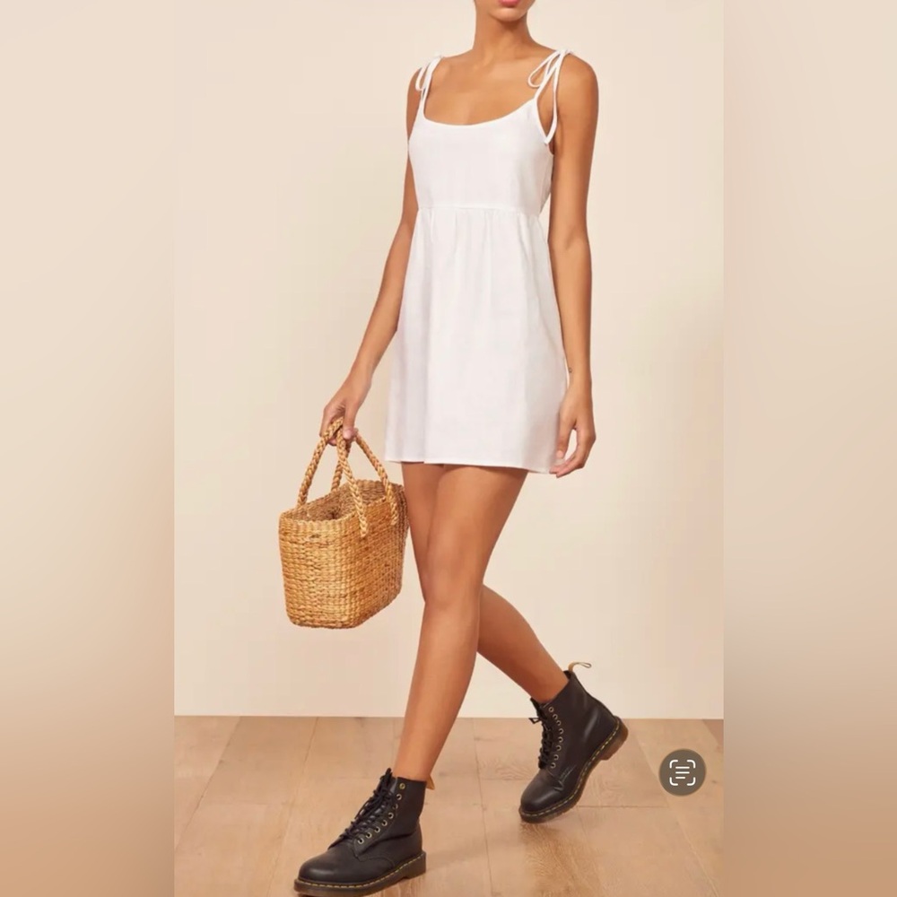 Reformation Christie Linen Sundress Size Small White mini dress 100% linen